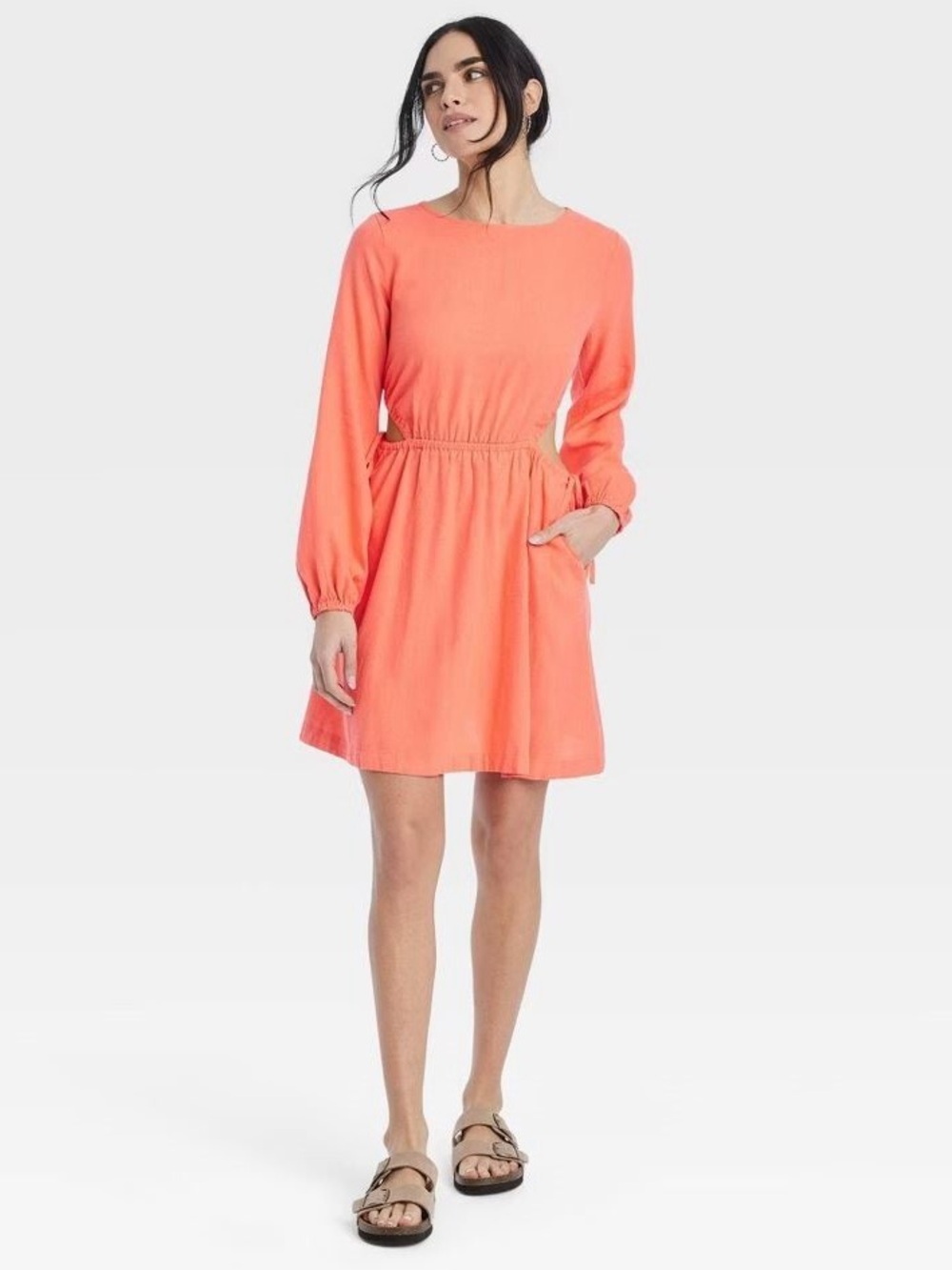 Peach Long-Sleeve Dress